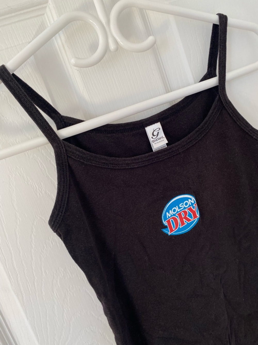 Vintage Y2K Molson Dry Black Logo Spaghetti Strap Tank Top